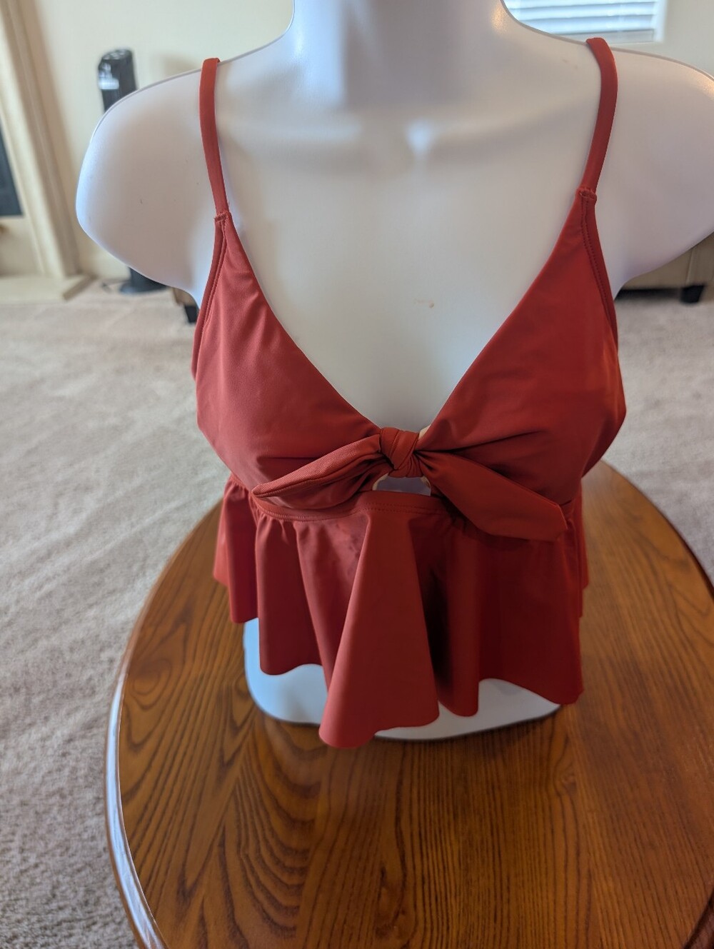 Cupshe Rust Tie-Front Peplum Bikini Top - Size M - NEW